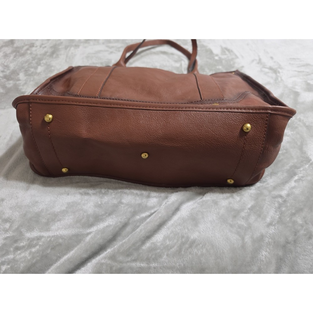 FRYE Vintage Madison Campus Shop Large Weekend Tote Bag Brown Leather Old Money - Picture 9 of 11